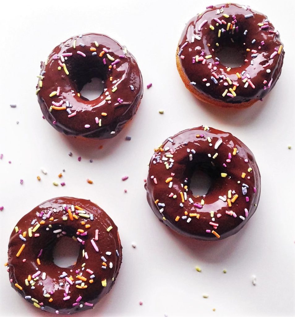 Chocolate Glazed Mango Donuts