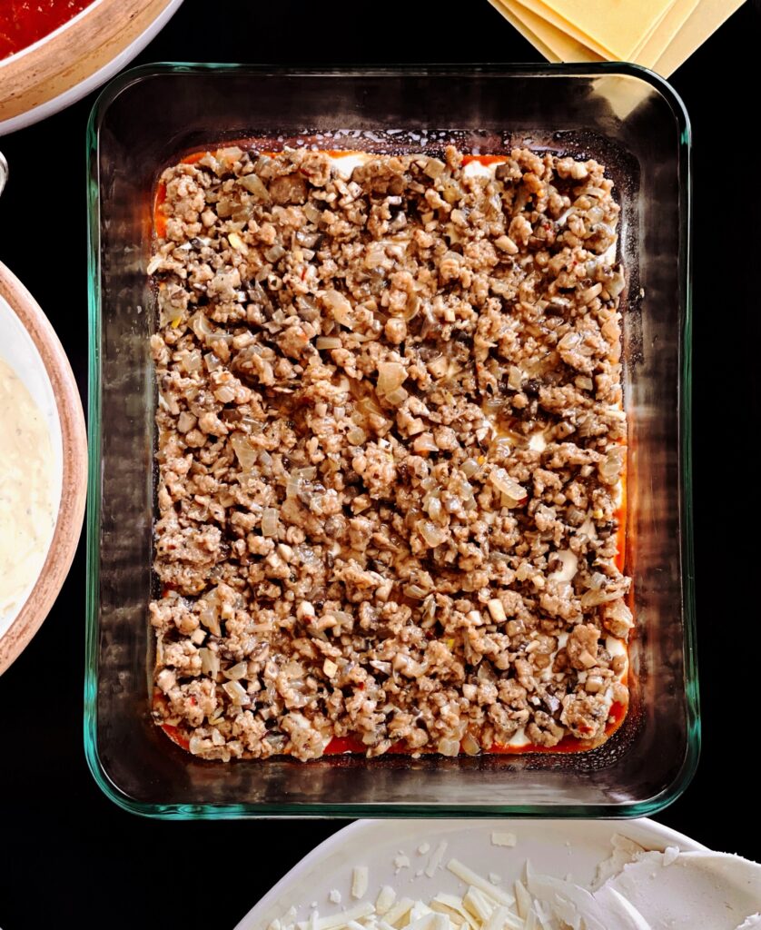 sausage mushroom lasagna